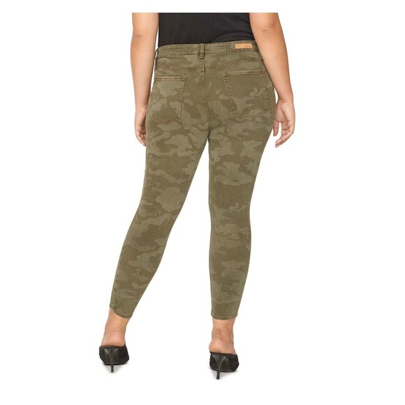 Sanctuary Social Standard Ankle Skinny Jeans in Prosperity Camo Green 18W NWT - Picture 3 of 9